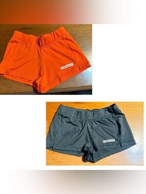 Hooters Vintage Vibrant Orange  Shorts/ Black Shorts/ Size XS